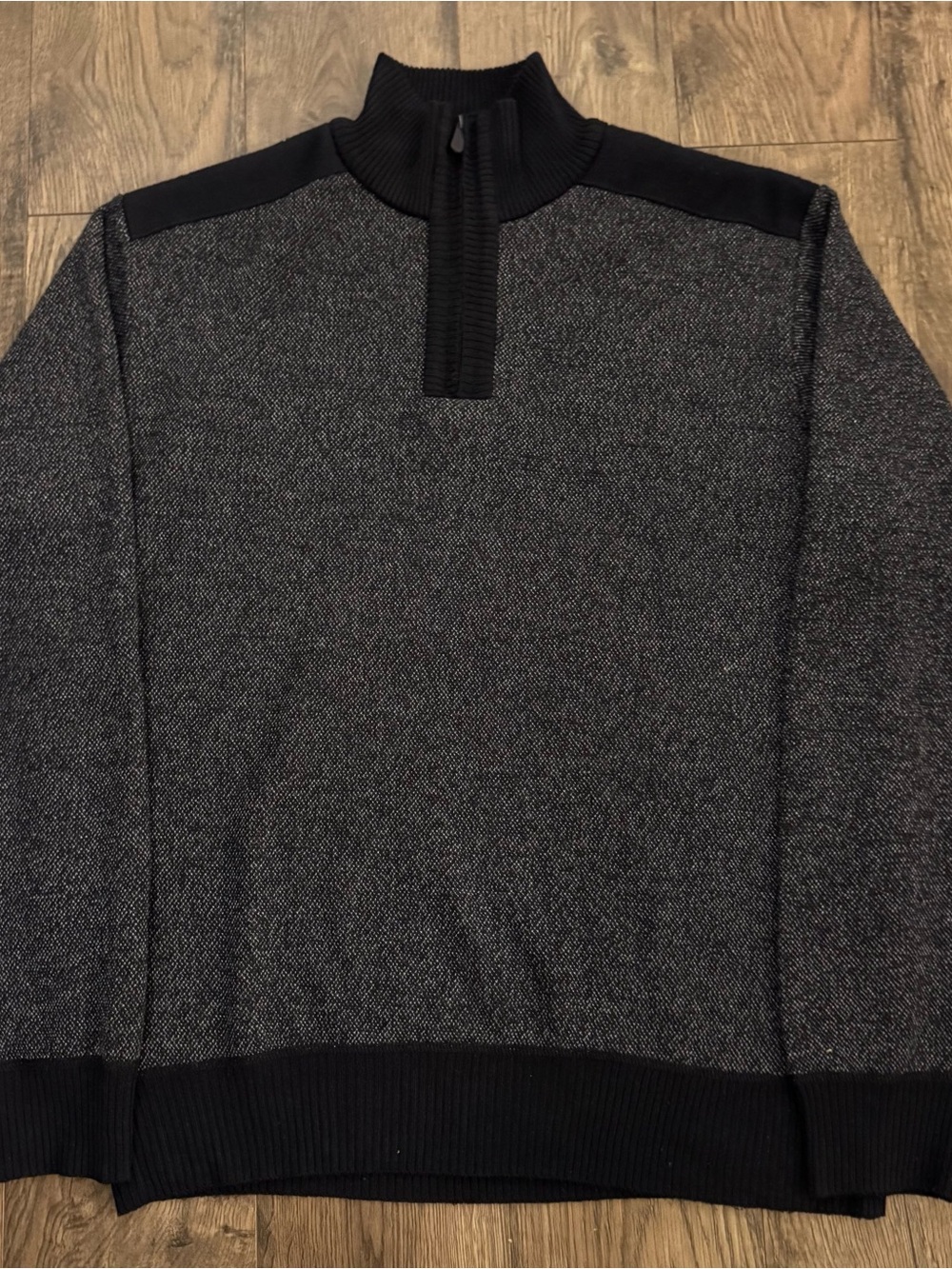 Scott James Men's Black & Charcoal Half-Zip Sweater size L